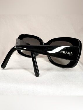 Prada Black Glossy Rectangular Sunglasses